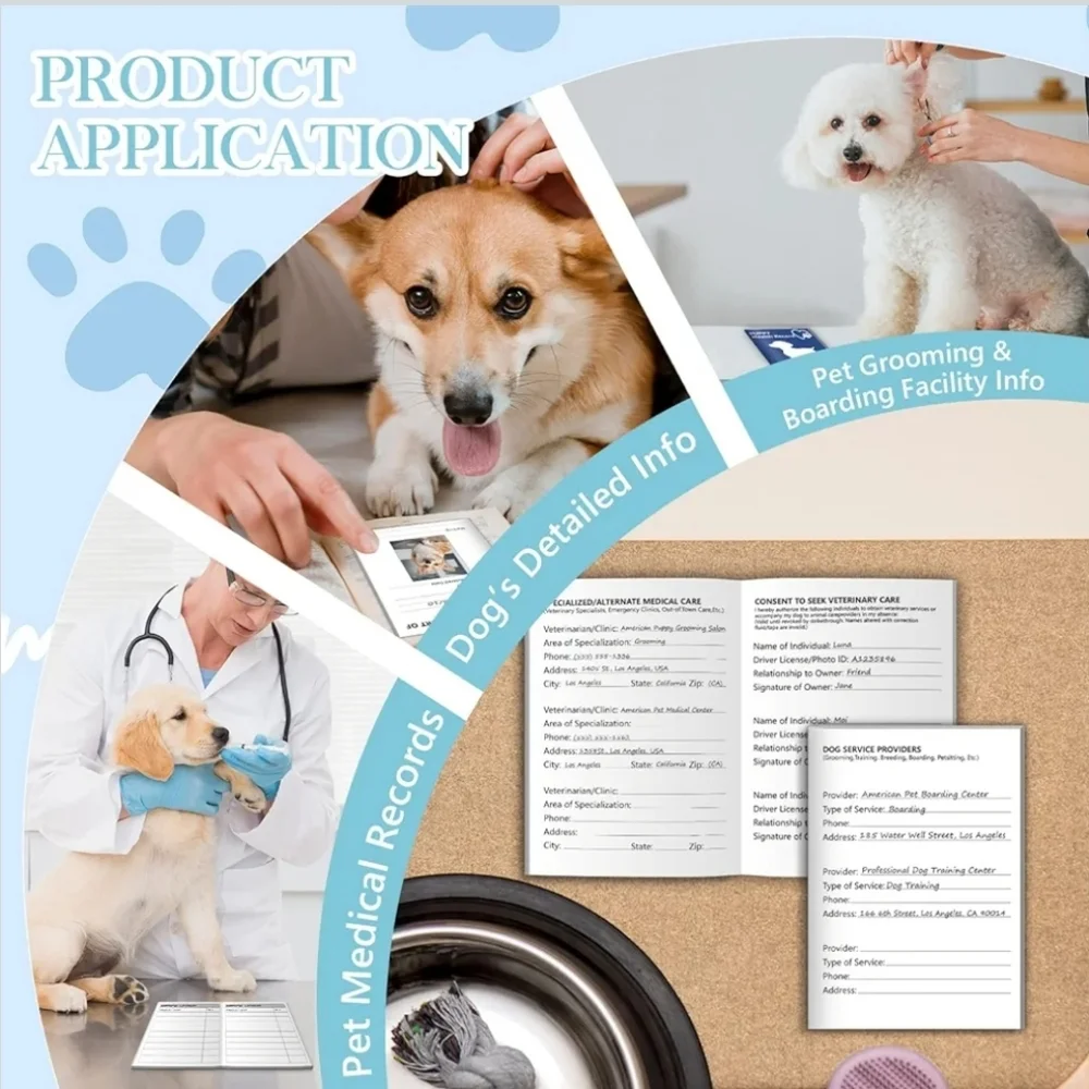 Blue Puppy Health Record Book  Notebook Dog or Cat medical and vaccine book